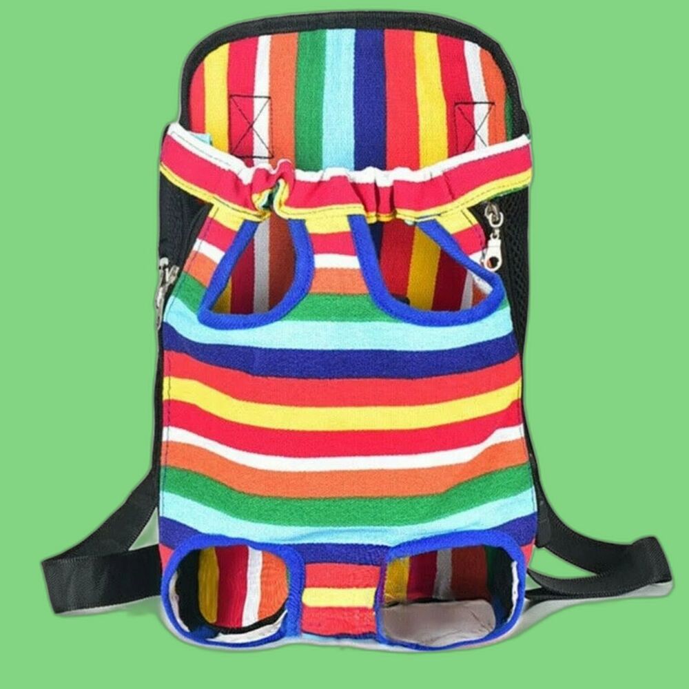 NWT Pawaboo Small Pet Carrier Backpack Dog Open Top Fur Baby Rainbow Pride
